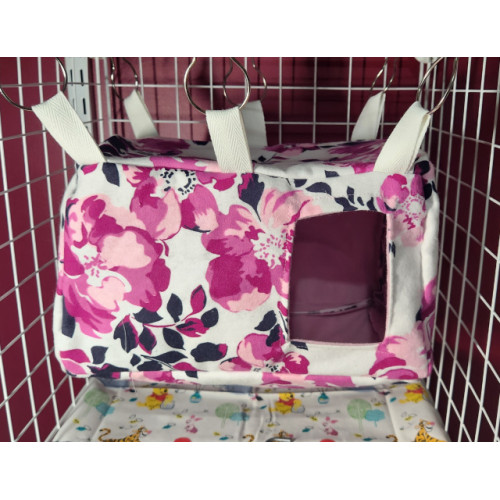 Pink Floral/ Dusky Pink Flannelette Rectangular Hide