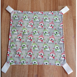 Dogs On Grey Cotton/ Green Flannel Flat (Small)