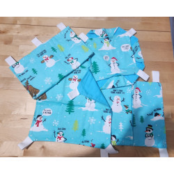 Snowman/ Aqua Flannel Set