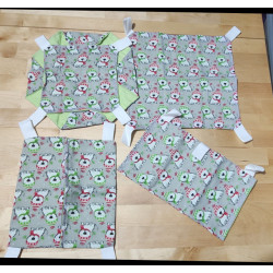Dogs Grey Cotton/ Green Flannel Set
