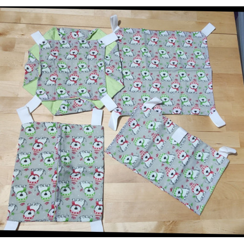 Dogs Grey Cotton/ Green Flannel Set Dogs Grey Cotton/ Green Flannel Set